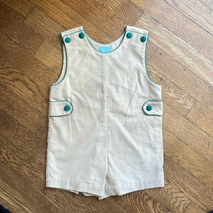 Bella bliss corduroy looking shortall with green piping